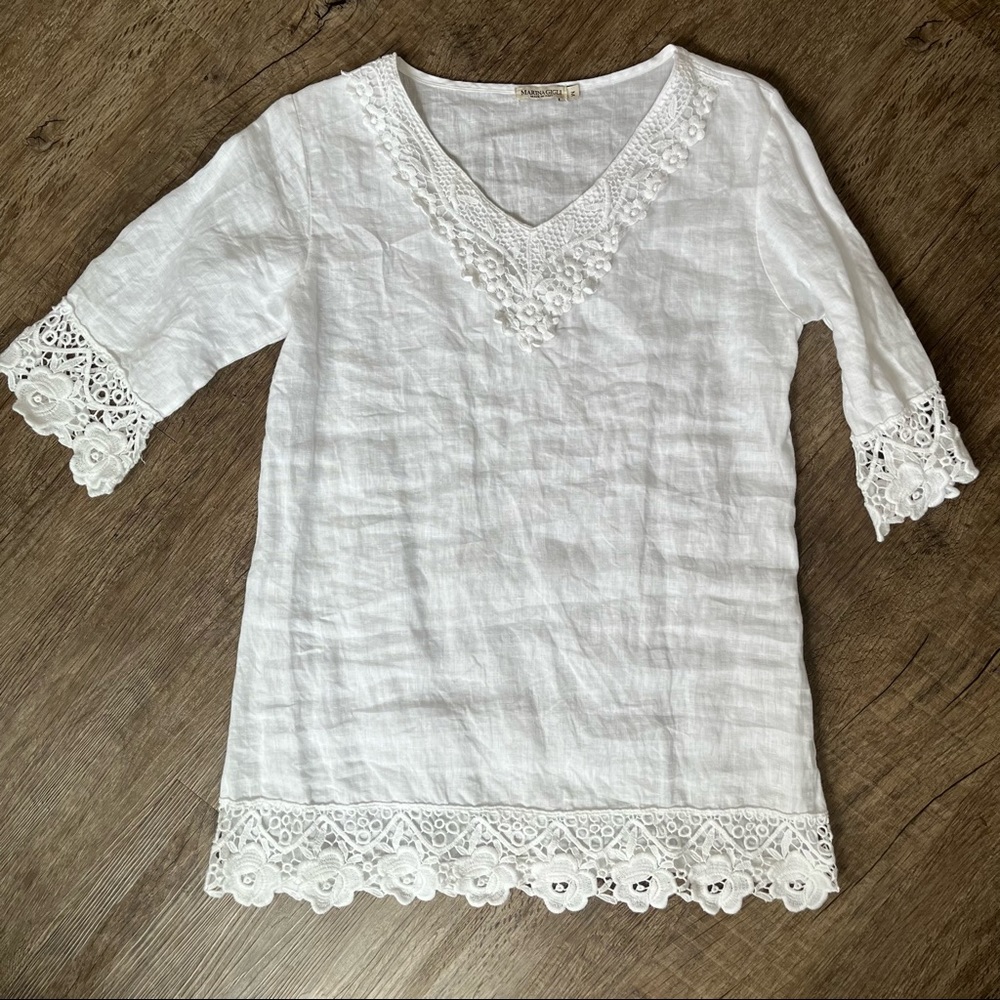 Marina Gigli 100% Linen Tunic Top - M